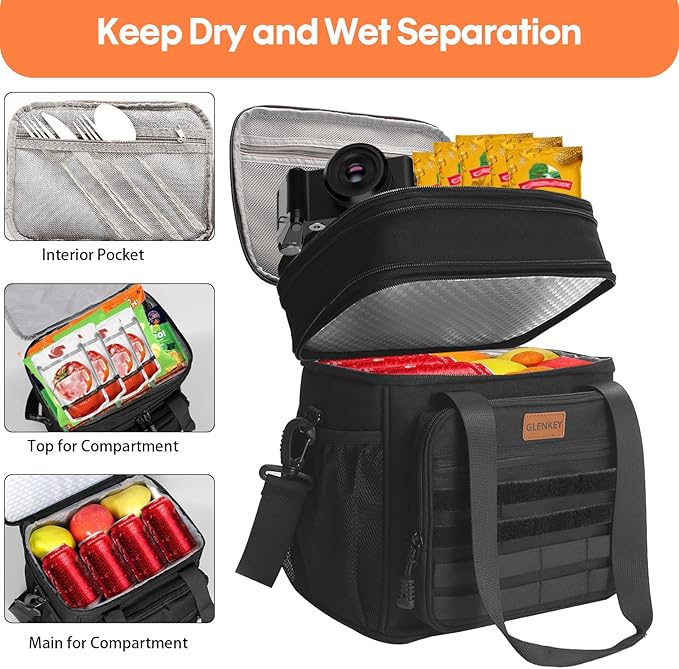Expandable Lunch Box Cooler Bag - Insulated Soft Lunch Bag for Men Daily - Large Lunchbox for Adults Work Camping Outdoor Travel Tactical 16L