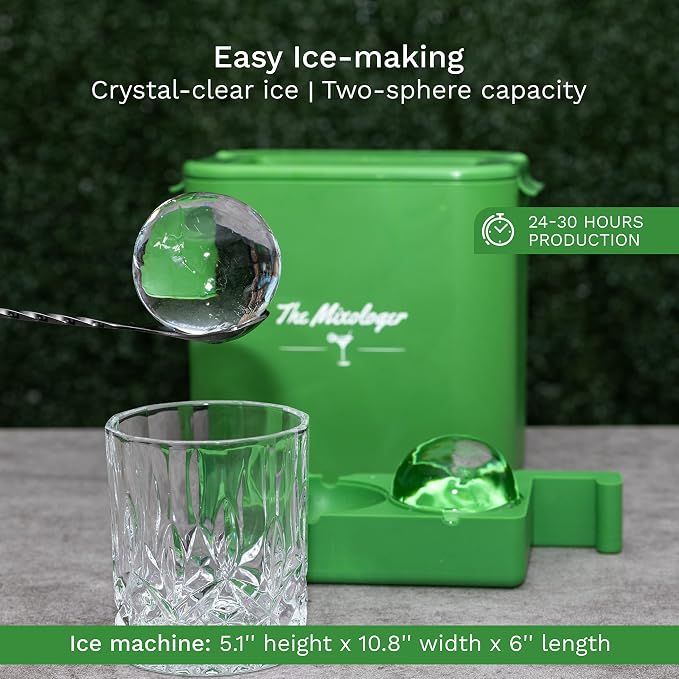 The Mixologer Antarctic Clear Ice Maker Sphere & Cube – Clear Ice Balls for Whiskey & Cocktails – Cocktail Sphere Ice Molds – No Distilled Water Needed – 2 Mold Set with Lid