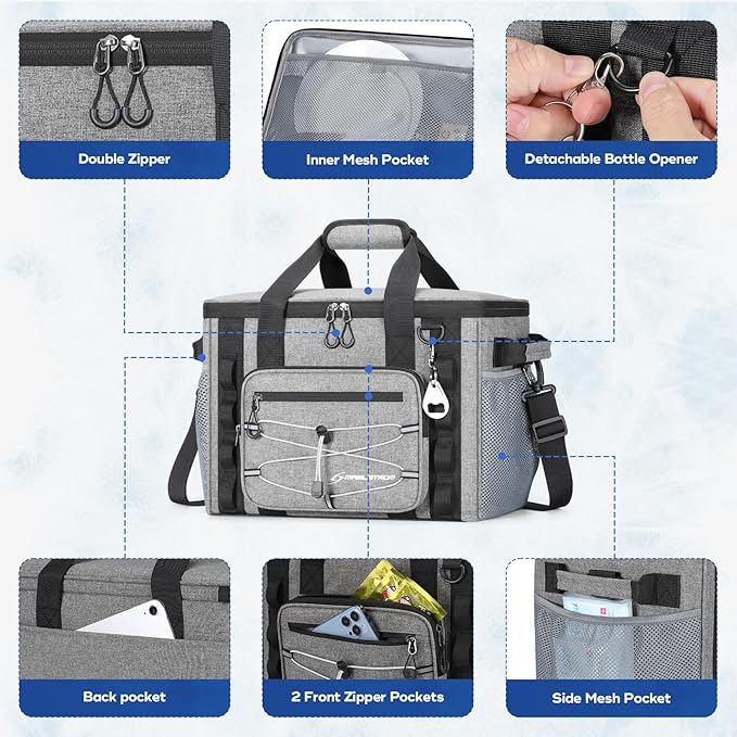 Maelstrom 30/40 Can Soft Cooler Bag, Leakproof Insulated Ice Chest | 24h Cold (With Ice), 5-Layer Insulation, Multi-Pockets ,Lightweight,Perfect For Camping, Beach, Hiking, Kayaking, Road Trips
