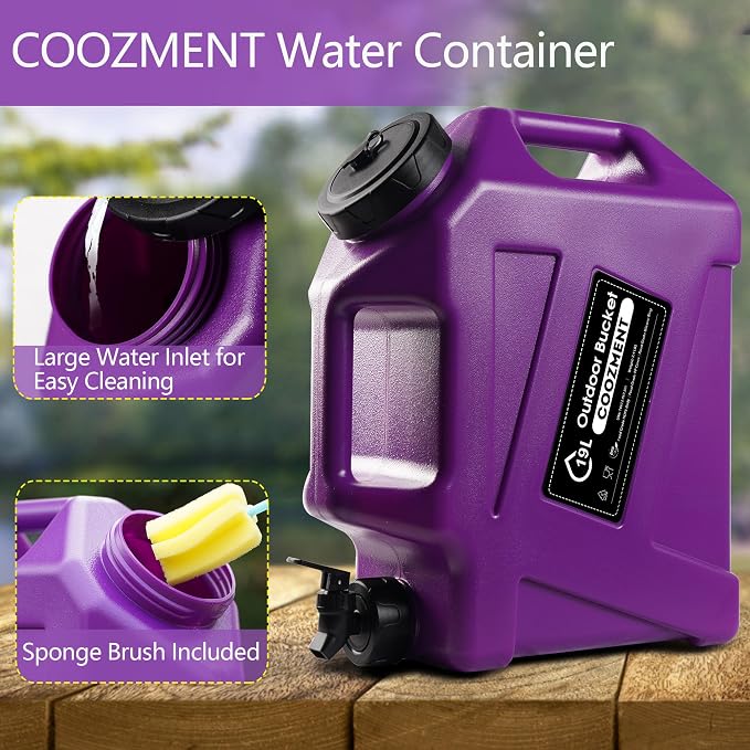 COOZMENT 3.2 Gallon/5 Gallon Water Containers with Spigot, BPA Free Water Jug, Military Green Water Tank, Multifunction Water Storage Containers for Camping Outdoor Hiking,Emergency Storage