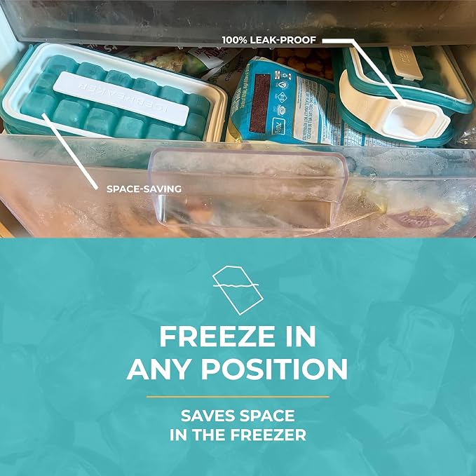 ICEBREAKER POP - 4 IN 1 - DISPENSER - MAKER - BIN - PACK - Make And Serve Ice Without Ever Touching It - The Sanitary Silicone Tray for Freezer With Lid - Cube Tray