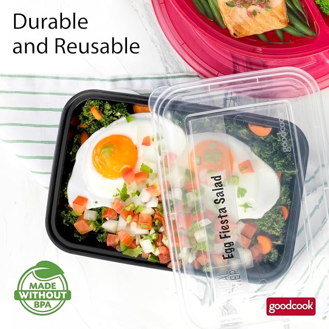 GoodCook Meal Prep Containers, Single Compartment 10-Pack | BPA-Free Reusable Food Storage, Microwave & Freezer Safe, Stackable Meal Prep Containers for Lunches and Snacks
