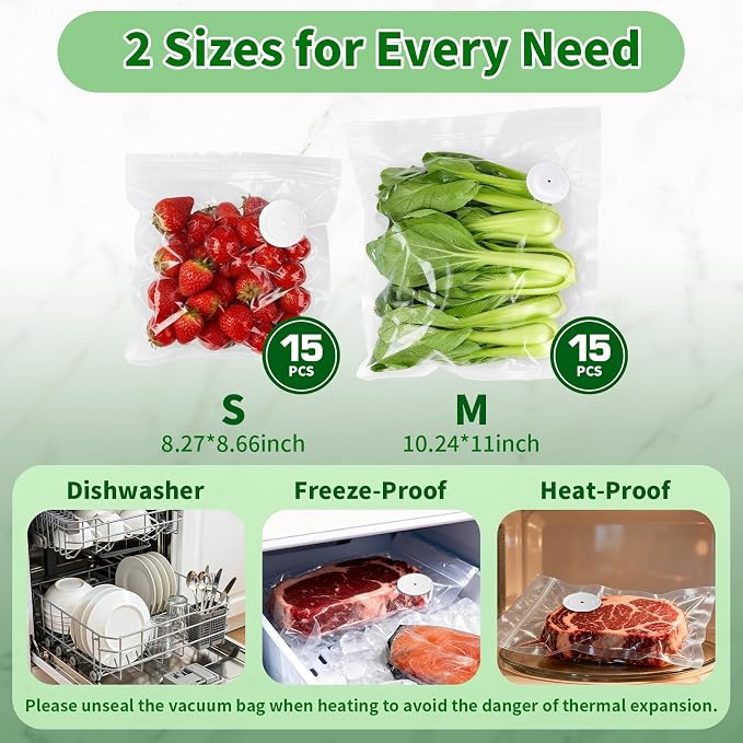 Compact Vacuum Sealer for Food, Portable Handheld Vacuum Sealer Machine with Visible Water Tank, 30 Reusable Bags, 5X Fresh Longer food preservation for Kitchen Meal Prep, Home & Camping
