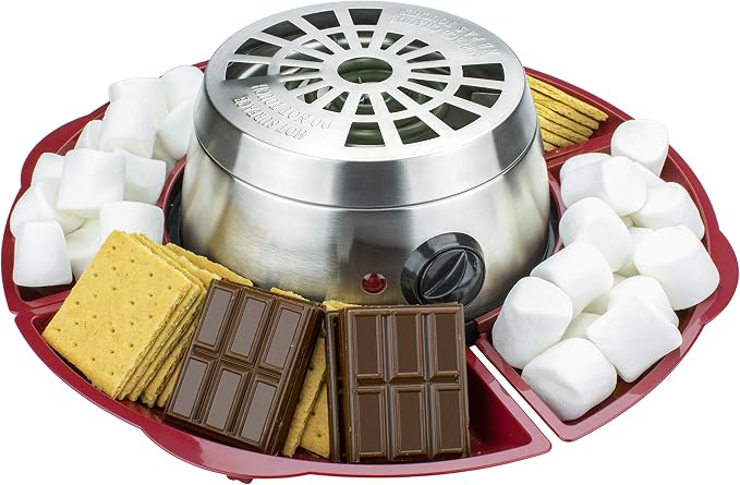 Indoor Electric Stainless Steel S’mores Maker with 4 Trays and 4 Roasting Forks
