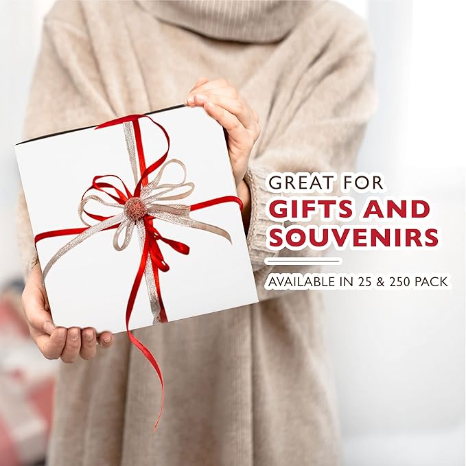 Fit Meal Prep [250 Pack] White Pie Boxes - 10x10x2.5 Inch Square Bakery Boxes for Cookies, Cheesecake, Chocolate Covered Strawberries, Dessert, Macaroon, Bread - Bulk Paper Cardboard Boxes