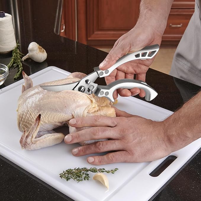 Kitchen Scissors - Heavy Duty Stainless Steel Poultry Shears | Serrated Edge, Multi-Use for Cutting Chicken, Bone, Meat, Turkey and Fish, Gift for Men Women