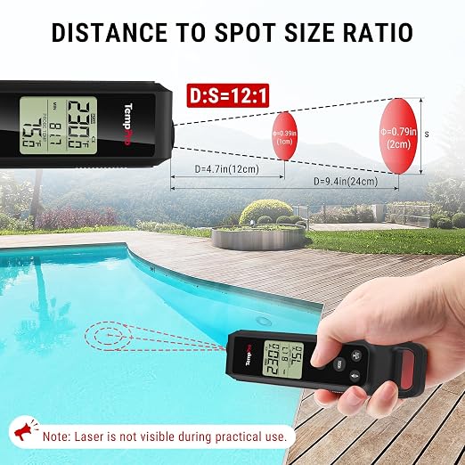 TempPro TempScan 2-in-1 Infrared Thermometer Gun with Meat Probe, Black | Instant Read Thermometer for Grilling, Non-Contact Infrared Thermometer for Cooking Pizza Oven Griddle HVAC Pool AC Vent