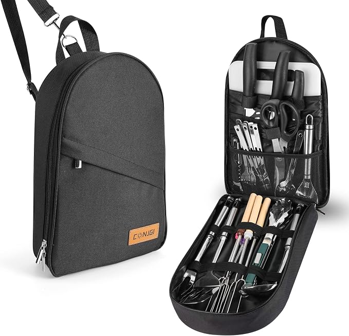 Camping Cookware Storage Bag - Camping Cooking Utensils Set Bag Camping Tool Portable Storage Bag Suitable for Knife, Fork, Spoon, Chopping Board, Chef's Knife,Kitchenware Storage