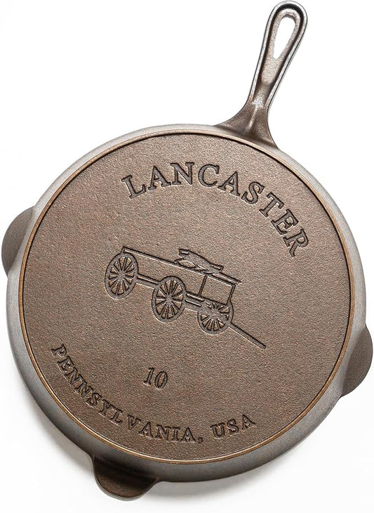 Lancaster Cast Iron No. 10 Skillet - 11-5/8-Inch Pre-Seasoned Heirloom Pan - Made in USA