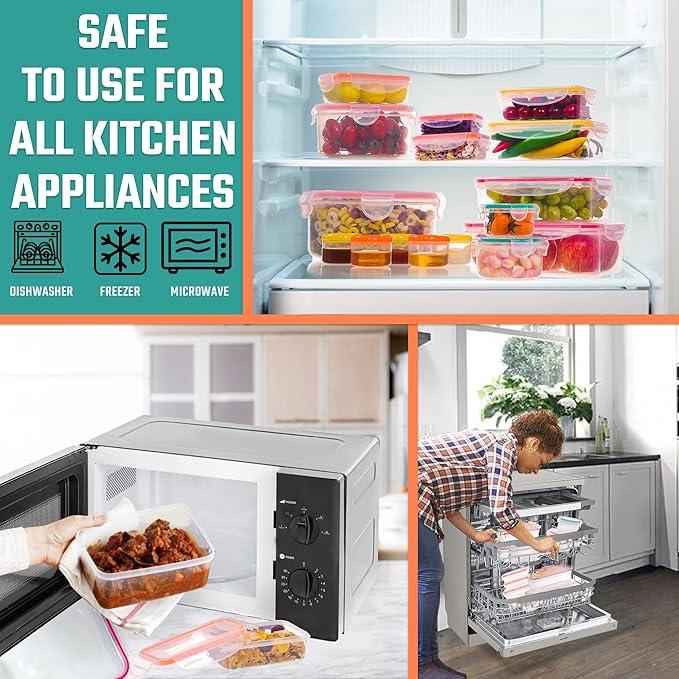 38 Pcs Large Food storage containers-85 oz to Small Container Stackable Kitchen storage bowls sets-BPA Free Leak proof Plastic food Storage Containers with lids airtight-Microwave freezer safe | Stackable Kitchen Pantry storage bowls sets-BPA Free Leak...
