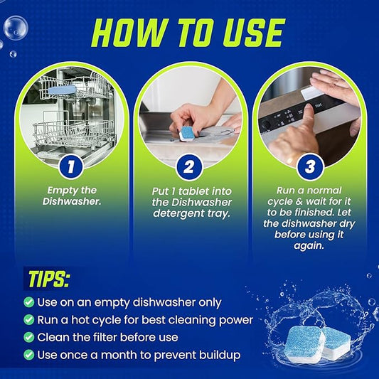 Freshero Dishwasher Cleaner and Deodorizer Tablets 26-Pack, Deep Cleaning Descaler for Dishwasher Machine, Heavy Duty, Septic Safe, Removes Grease & Build-ups, 1 Year of Cleaning Supplies (Unscented)