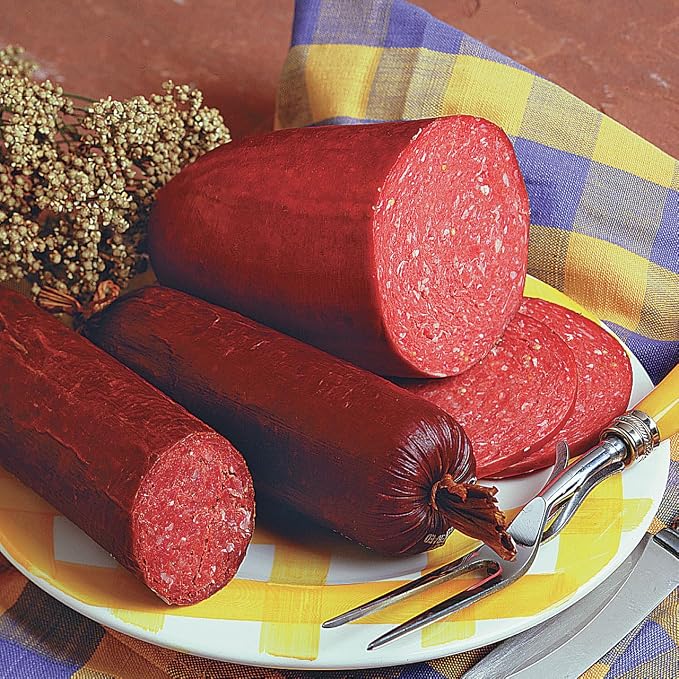 Hi Mountain CRACKED PEPPER 'N GARLIC Summer Sausage Kit | Complete sausage seasoning kit. Includes: Seasoning, cure & 10 casings. Beef, pork, venison, deer, elk. Makes up to 30 lbs