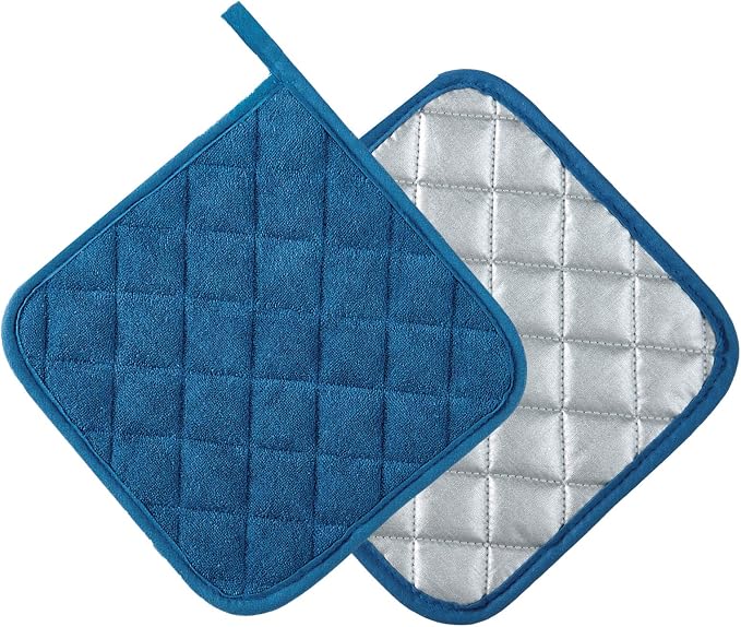 Joyhalo 5 Pack Pot Holders for Kitchen Clearance | Cotton Made, Machine Washable, Heat Resistant Potholder, Hot Pads, Trivet for Cooking and Baking, Federal Blue