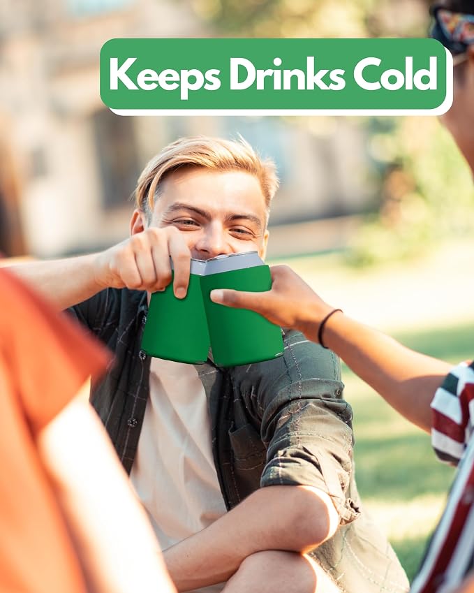PartyPrints 200 Pack Emerald Blank Can Cooler Sleeves, Customizable Bulk Insulated Foam for Beer, Collapsible Plain Drink Holder, Cold Soda Insulator, 12oz Regular, 16oz Tall Cans