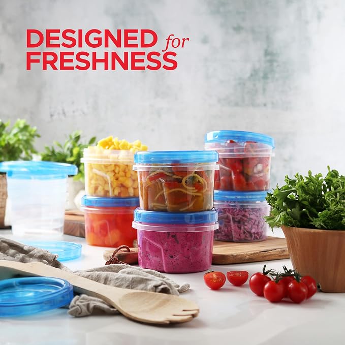 Tafura Freezer Containers, 10 Pack, 16 Oz, Leakproof BPA-Free Lids | Twist-top screw-on closures help prevent spills during storage, travel, and meal prep.