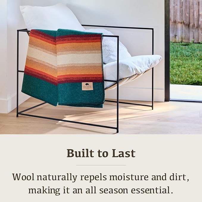Chubbuck 100% Wool Blanket Camping (60" x 84") - Large Warm Blankets for Camping, Emergency, Outdoor Concerts and Home Use - Fire Retardant Blanket, Soft and Warm Blankets for Winter (Turf)