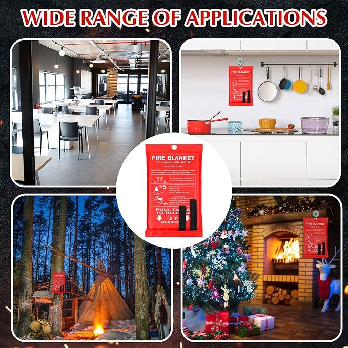Macarrie 40 Pack Fire Blankets 39” x 39” Fire Blanket Emergency for Home and Kitchen Extinguisher Blankets Fiberglass Suppression Blanket Safety Fireproof Survival for Car Office Warehouse (Red)