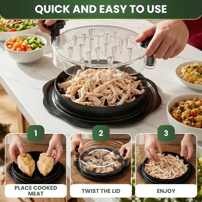 Tool Twist For Kitchen 10" | Manual Meat Shredder for Pulled Pork, Beef & Chicken Breast | BPA Free, Ergonomic Handle, Non-Slip Base | Desmenuzador de Pollo