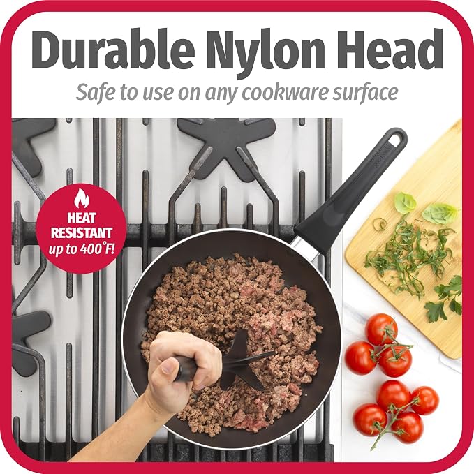 GoodCook Heat-Resistant Nylon Ground Meat Choppers with 5-Blade Heads, Ground Beef and Turkey Mixers and Choppers, Set of 2, Black