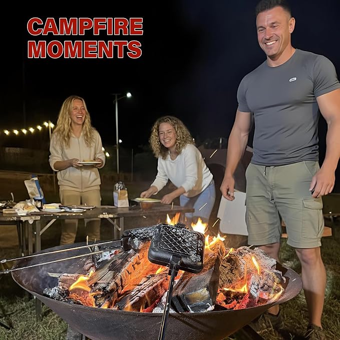 Mountain Pie Maker Cast Iron, Campfire Pie Iron, Hobo Pie Maker for Camping, 2-Pack