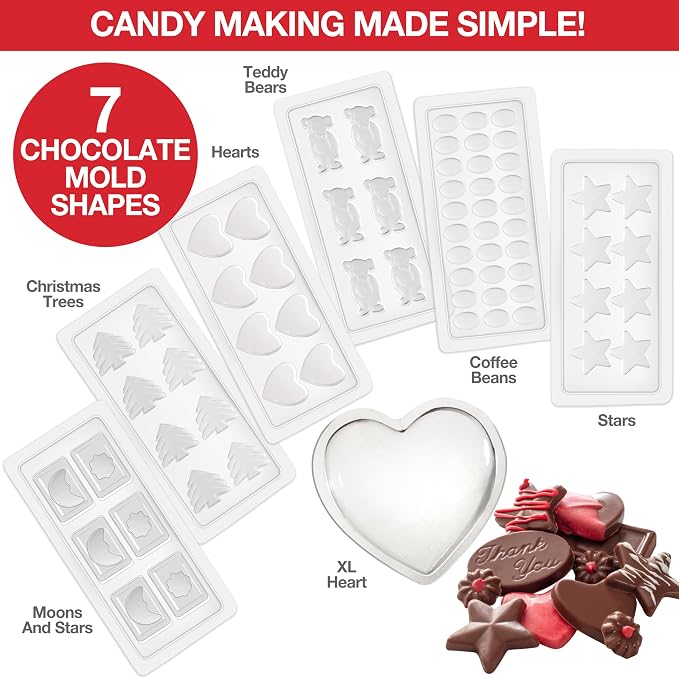 Electric Chocolate Melting Pot Set with 30-Piece Summer S'mores Accessories | Fondue Candy Maker for Dipping, Drizzling and Decorating Strawberries, Marshmallows, Pretzels, Fruit Cookies and Party Treats