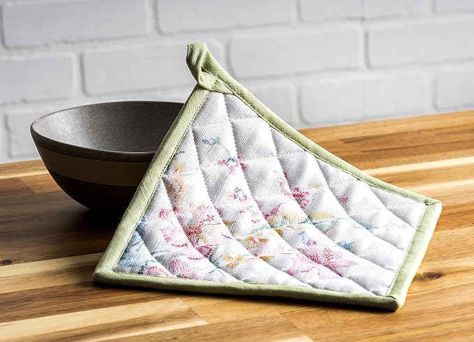 Maison d' Hermine Pot Holders 100% Cotton Potholders (8" x 8", Pack of 1) | Heat Resistant Hot Pads with Loop BBQ Cooking Baking Farmhouse Kitchen Handling Hot Pans Spring Summer - Paradise Island