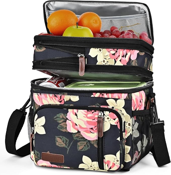 MIYCOO Lunch Bag for Women & Men, Expandable Double Deck Lunch Box, 15L | Leakproof & Waterproof, Portable, Large Soft Insulated Cooler bag for Adult, Work, Camping, Beach, Picnic, Travel