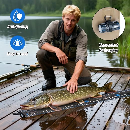 THKFISH 53in Portable Waterproof Fishing Ruler with Measuring Board | Folding Fish Ruler, Roll Up Fish Measuring Tape for Boat, Kayak, Coolers, Yacht and Workbench 53 *7.5"-1pcs/59 * 3.15"-2pcs