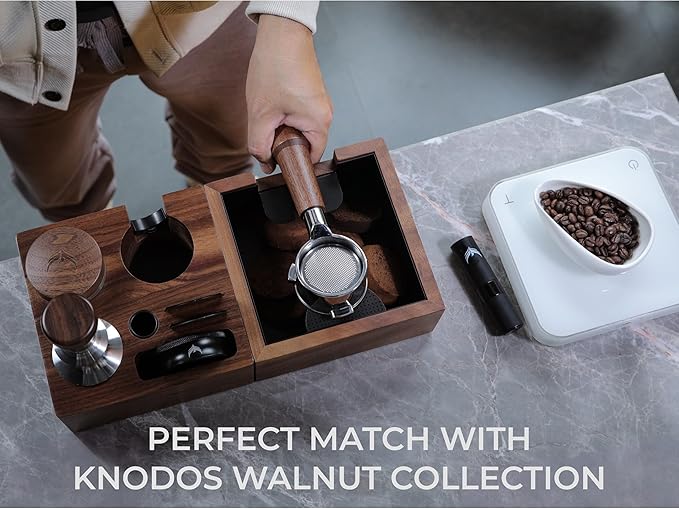 Wooden Espresso Knock Box Walnut Dump Bin for Coffee Grounds Disposal Durable, Shock-Absorbent Espresso Machine Accessories, Easy to Clean Tamper Station