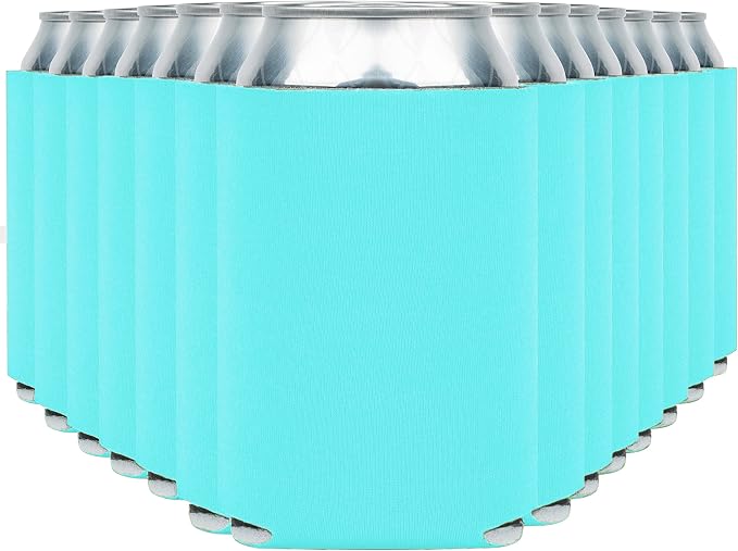 Blank Beer Can Cooler Sleeves (110-Pack) Soft Insulated Beer Can Coolies - HTV Friendly Blank Koolies in Bulk for Beer Cans & Bottles - Coolie Blanks for Vinyl Projects & Wedding Favors (Robins Egg)