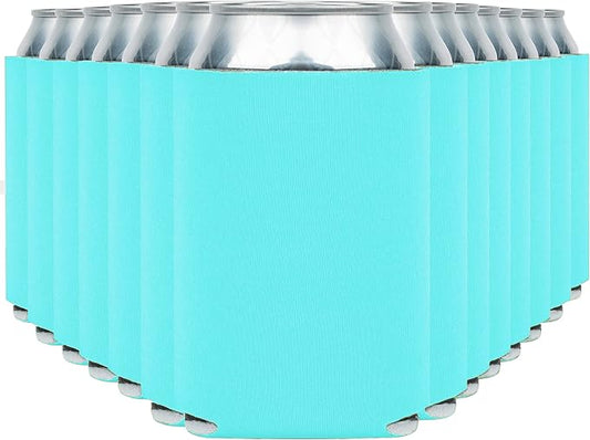 Blank Beer Can Cooler Sleeves (110-Pack) Soft Insulated Beer Can Coolies - HTV Friendly Blank Koolies in Bulk for Beer Cans & Bottles - Coolie Blanks for Vinyl Projects & Wedding Favors (Robins Egg)