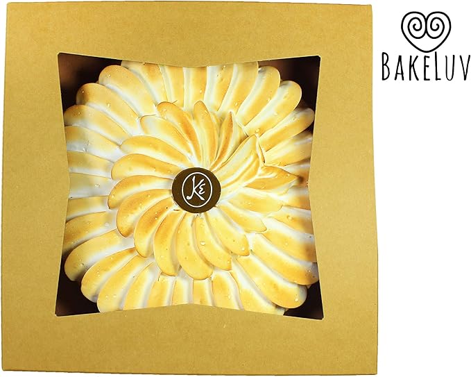 BAKELUV Pie Boxes for 9 Inch Pie | Brown, 50 Pack | 9x9x2.5 Bakery Box with Window, 9x9 Cookie Box, 9 Inch Pastry Boxes with Window Bulk, Cake Boxes, Auto Pop Up