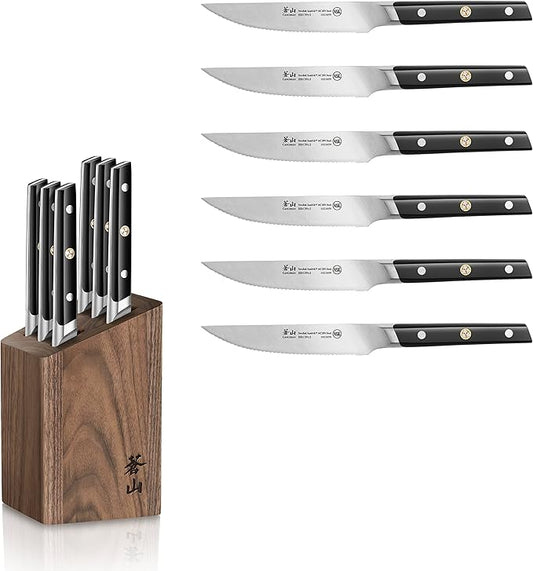 Cangshan TC Series 1022247 Swedish 14C28N Steel Forged 6-Piece Steak Knife Block Set, Walnut