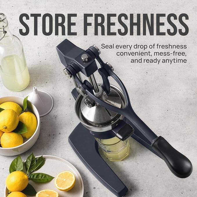 Zulay Kitchen Cast Iron Juicer - Heavy Duty Manual Juicer with Detachable Strainers for Easy Cleaning, Orange Juice Press for Citrus Fruits, Perfect for Bartenders, Juice Lovers & Health Enthusiasts