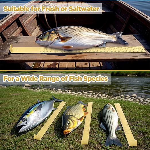 Zonon 1/8" x 2" x 36" Fish Measuring Board Anodized Aluminum Fish Ruler Yellow Corrosion Resistant Boat Measuring Tool for Fishing Competition Fresh and Salt Water