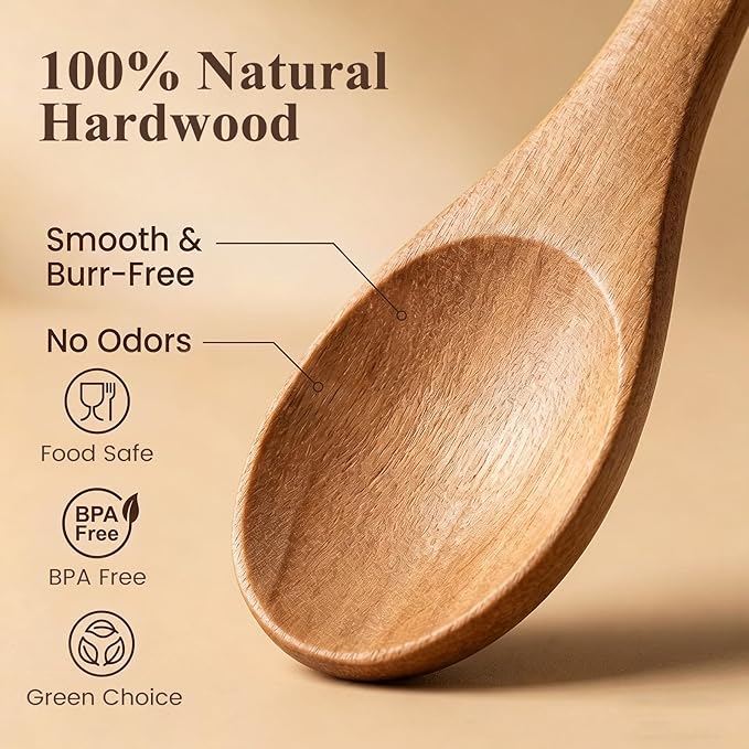 HANSGO Small Wooden Spoons, 6PCS Wooden Spoons for Eating Honey Coffee Tea Jam Bath Salts, 6 Inches