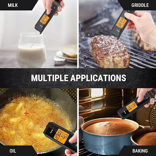 TempPro TempScan 2-in-1 Infrared Thermometer Gun with Meat Probe, Black | Instant Read Thermometer for Grilling, Non-Contact Infrared Thermometer for Cooking Pizza Oven Griddle HVAC Pool AC Vent
