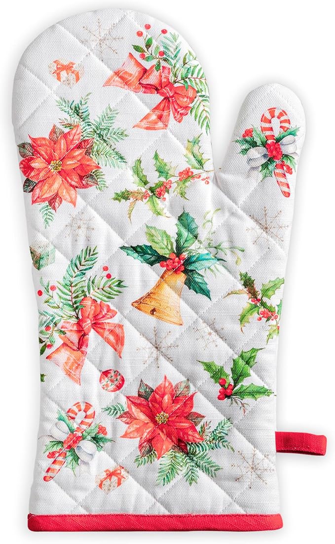 Maison d'Hermine Oven Gloves 100% Cotton Oven Mitt (7" x 13", Pack of 1) | With Loop Heat Resistant BBQ Cooking Gloves Baking Kitchen Handling Hot Pans Thanksgiving Christmas - Chromo