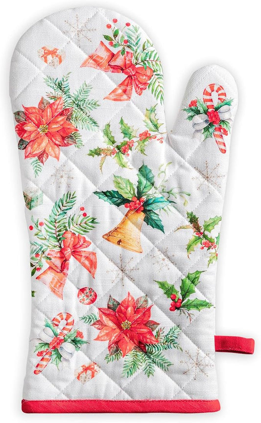 Maison d'Hermine Oven Gloves 100% Cotton Oven Mitt (7" x 13", Pack of 1) | With Loop Heat Resistant BBQ Cooking Gloves Baking Kitchen Handling Hot Pans Thanksgiving Christmas - Chromo