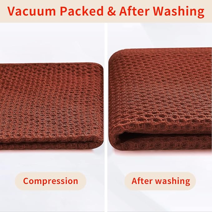 Homaxy 100% Cotton Waffle Weave Kitchen Dish Cloths, 4-Pack, Rust | 12 x 12 Inches, Ultra Soft Absorbent Dish Towels, Quick Drying Dish Rags with Hanging Loop