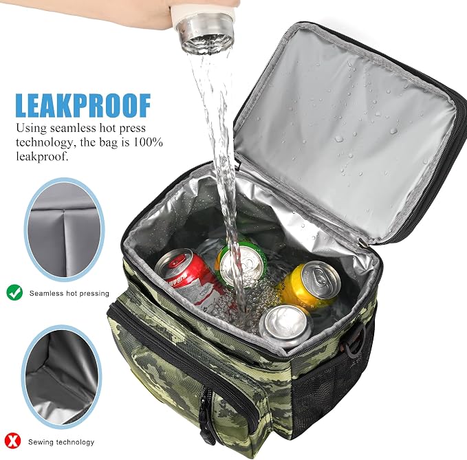 MIYCOO Lunch Bag for Men & Women, Expandable Double Deck Lunch Box, 15L | Leakproof & Waterproof, Portable, Large Soft Insulated Cooler bag for Adult, Work, Camping, Beach, Picnic, Travel