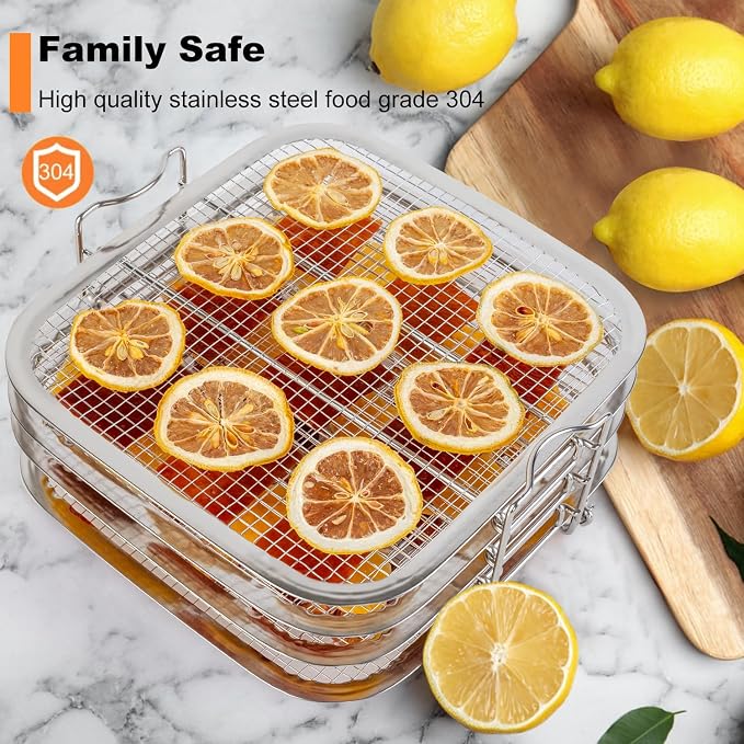 SICHEER 4-Tier Stainless Steel Dehydrator Rack for Instant Vortex Plus 6QT | Compatible with Ninja Foodi Grill & Chefman 8QT Air Fryer, Food-Grade 304 Stainless Steel, Stackable Design