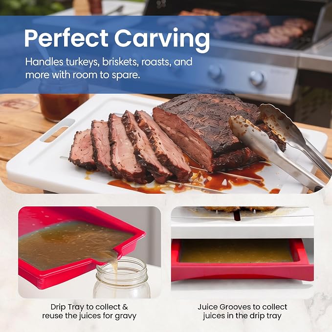 Karving King XL Cutting Board - Juice Groove, Drip Tray & Removable Board