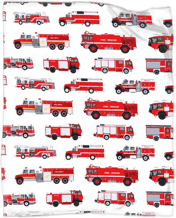 Fire Truck Blanket Gifts for Truck Lover 40 x 50 Inch for Kid,Red Truck Fannel Fleece Throw Blanket Super Soft Throws Blanket for Bed Couch Sofa