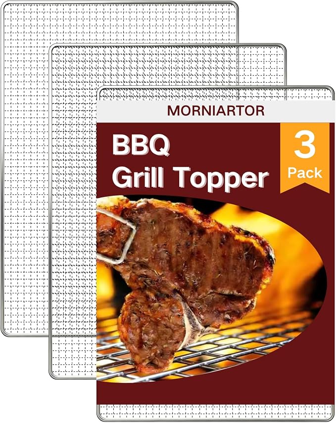 Grill Topper,3 PCS BBQ Grill Mesh Mat,14×10 Inch Mesh Baking Tray,Baking Rack Replacement Pad for Outdoor Barbecue, Camping & Picnics