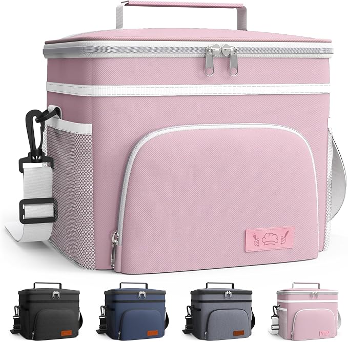 HOTOR Insulated Lunch Box Men Women Leak-Proof Cooler Lunch Bag 15L | 4 Pockets, Adjustable Strap, Ideal for Work, Picnic, Travel, Camping, Gift