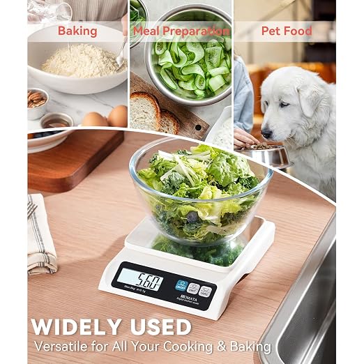 BOMATA 0.1g High Precision Food Scale, USB Rechargeable, 13lb Digital Kitchen Scale with Removable Stainless Steel Pan, Backlit LCD Display, for Cooking, Baking B621 White