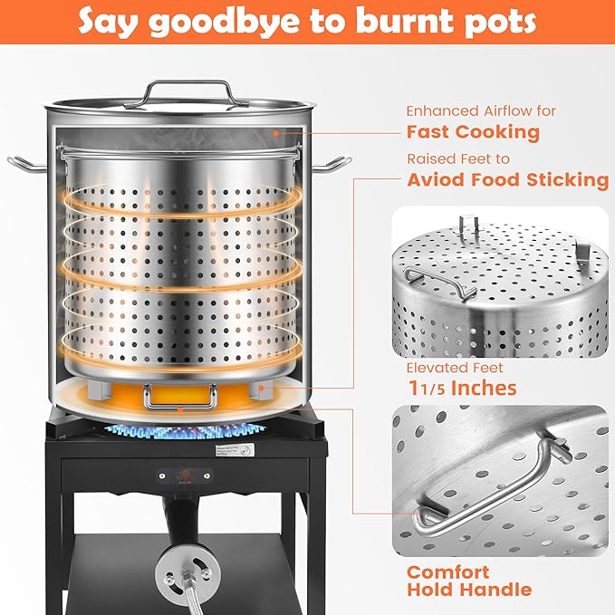 ARC 100 QT Large Crawfish Seafood Boil Pot with Basket and 2 Brown-paper Table Covers, Stainless Steel Stock Pot with Strainer, Outdoor Cooking Pot for Lobster, Crab, and Shrimp, 24 Gallon Pot