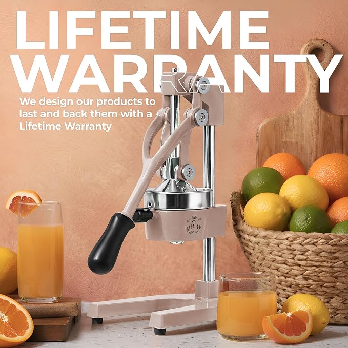 Zulay Kitchen Cast Iron Juicer - Heavy Duty Manual Juicer with Detachable Strainers for Easy Cleaning, Orange Juice Press for Citrus Fruits, Perfect for Bartenders, Juice Lovers & Health Enthusiasts