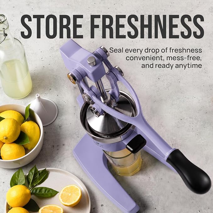 Zulay Kitchen Cast Iron Juicer - Heavy Duty Manual Juicer with Detachable Strainers for Easy Cleaning, Orange Juice Press for Citrus Fruits, Perfect for Bartenders, Juice Lovers & Health Enthusiasts
